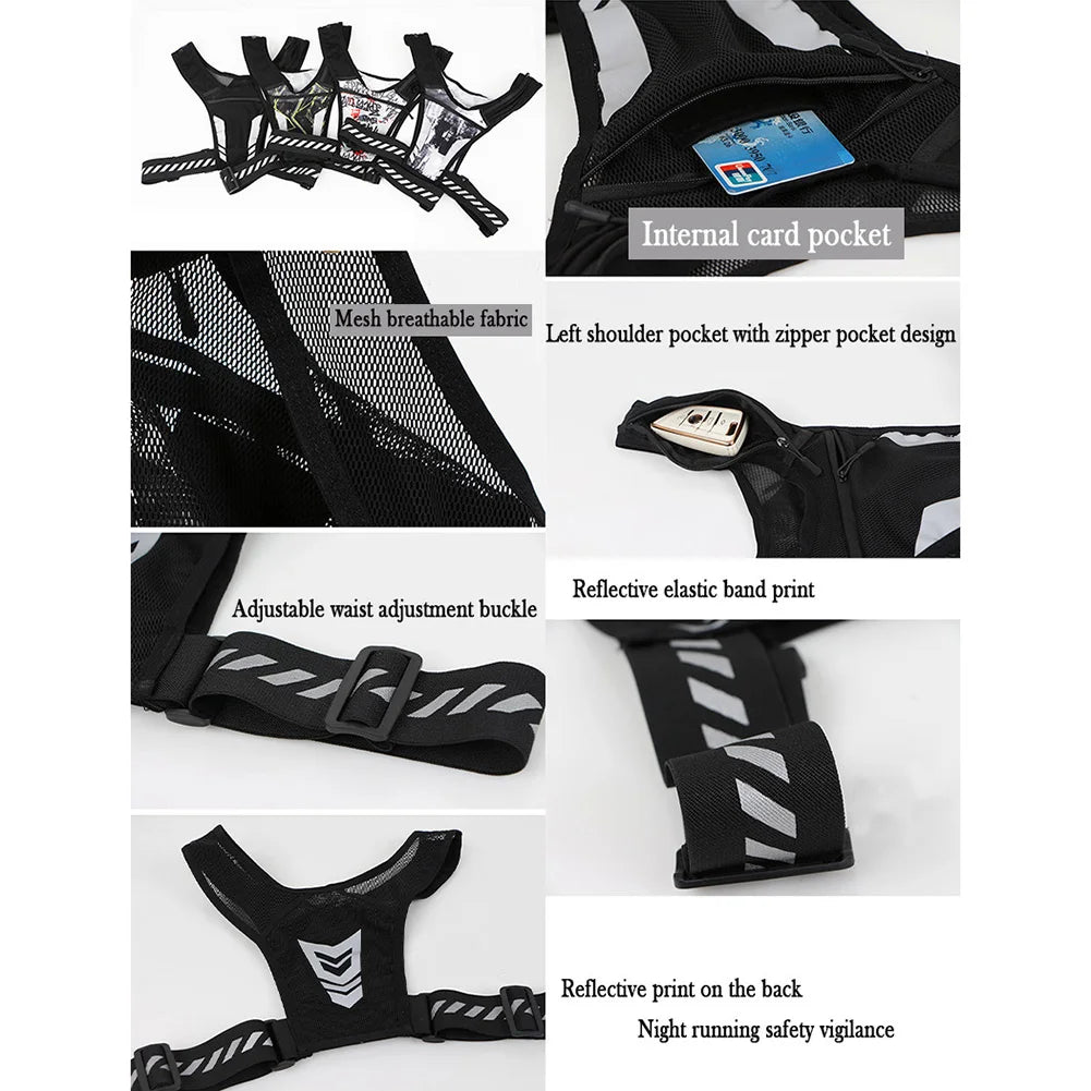 Running Phone Holder Vest Lightweight Cycling Vest Unisex Breathable Mesh Running Chest Pouch Adjustable Buckle for Summer