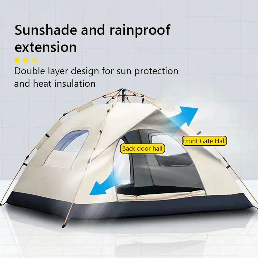 Automatic Quick Opening Camping Tent for Two with Two Doors and Two Windows