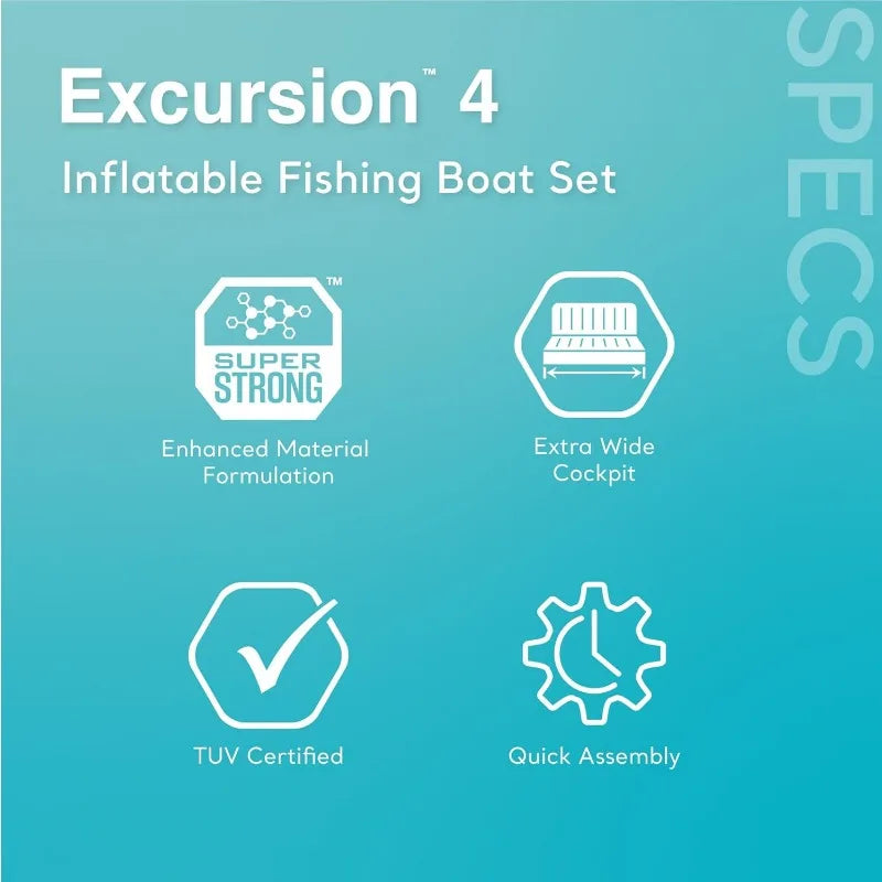 Intex Excursion Inflatable Boat Series with Deluxe 54 Inch Oars and High Output Pump Super Tough PVC Adjustable Seats