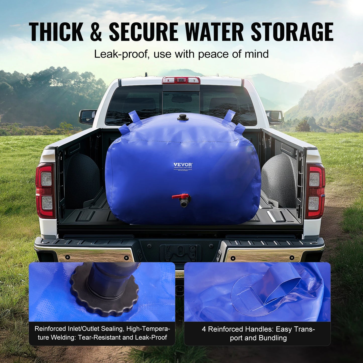 SucceBuy Water Storage Bladder PVC Collapsible Water Storage Containers Large Capacity Soft Water Bag Fire Prevention Camping