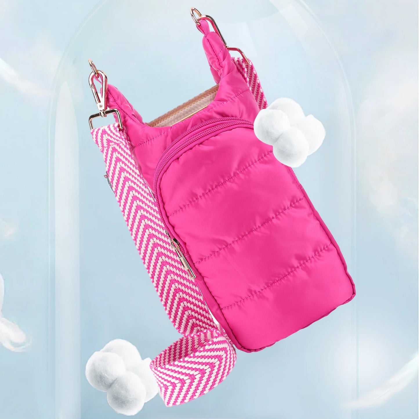 Water Bottle Holder Adjustable Wide Strap Water Bottle Puffer Tote Portable Water Bottle Pouch Soft for Outdoor Travel