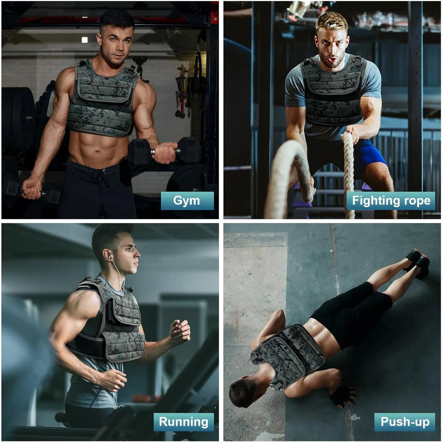 Adjustable Weighted Vest for Men 44LB with 19 Cast Iron Weights for Strength Training and Running