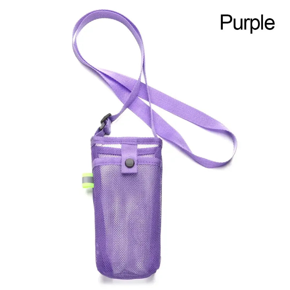 Portable Sport Water Bottle Cover With Strap Cup Sleeve Mesh Cup Pouch Mobile Phone Bag Visible Bag Outdoor Camping Accessories