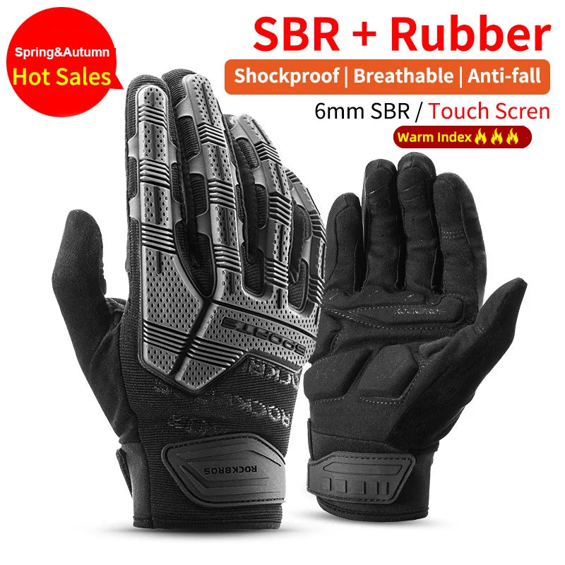 ROCKBROS Cycling Gloves Tactical Gloves SBR Thickened Pad Shockproof Breathable GEL Bike Motorcycle Winter Warmer Full Finger