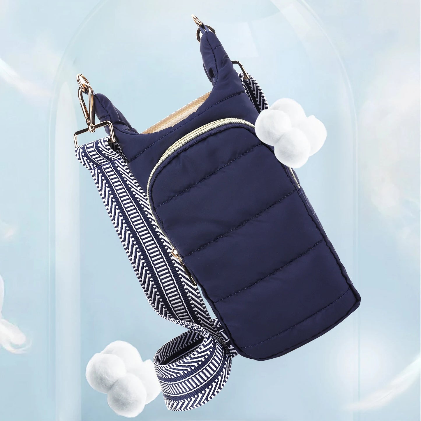Water Bottle Holder Adjustable Wide Strap Water Bottle Puffer Tote Portable Water Bottle Pouch Soft for Outdoor Travel