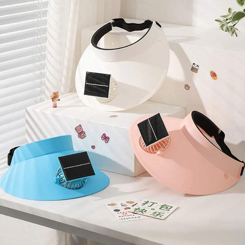 Sun Visor Hat With Fan Solar And USB Charging Sun Protection Hat Breathable Summer Cooling Fan Hat For Outdoor Camping Fishing