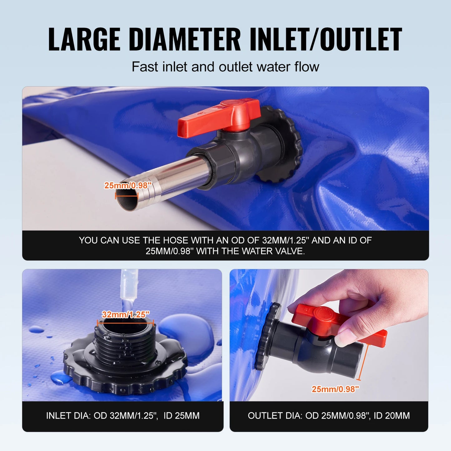 SucceBuy Water Storage Bladder PVC Collapsible Water Storage Containers Large Capacity Soft Water Bag Fire Prevention Camping