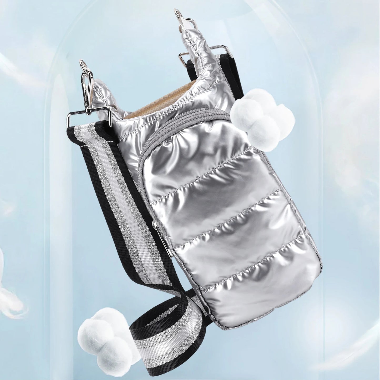 Water Bottle Holder Adjustable Wide Strap Water Bottle Puffer Tote Portable Water Bottle Pouch Soft for Outdoor Travel
