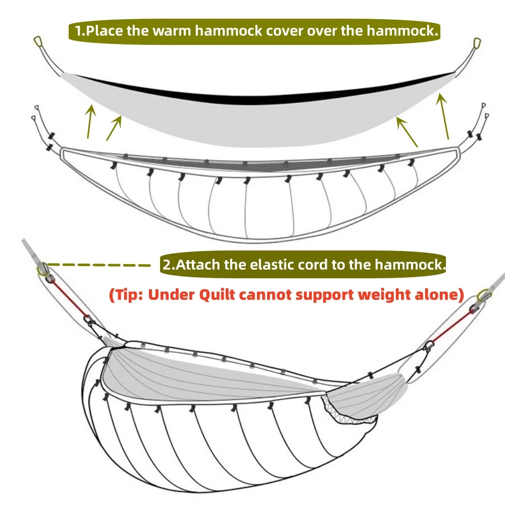 Night Cat Hammock Underquilts Sleeping Bag Single Insulated Under Blanket 4 Seasons Lightweight Soft Warm 5 to 20 Degrees Celsius 8 by 3.6 Feet