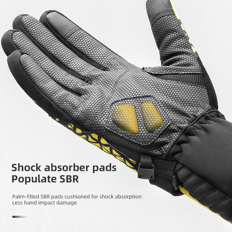 ROCKBROS Winter Warm Bike Gloves Touch Screen Windproof Thermal Motor Bicycle Gloves Men Women SBR Pad Shockproof Cycling Gloves