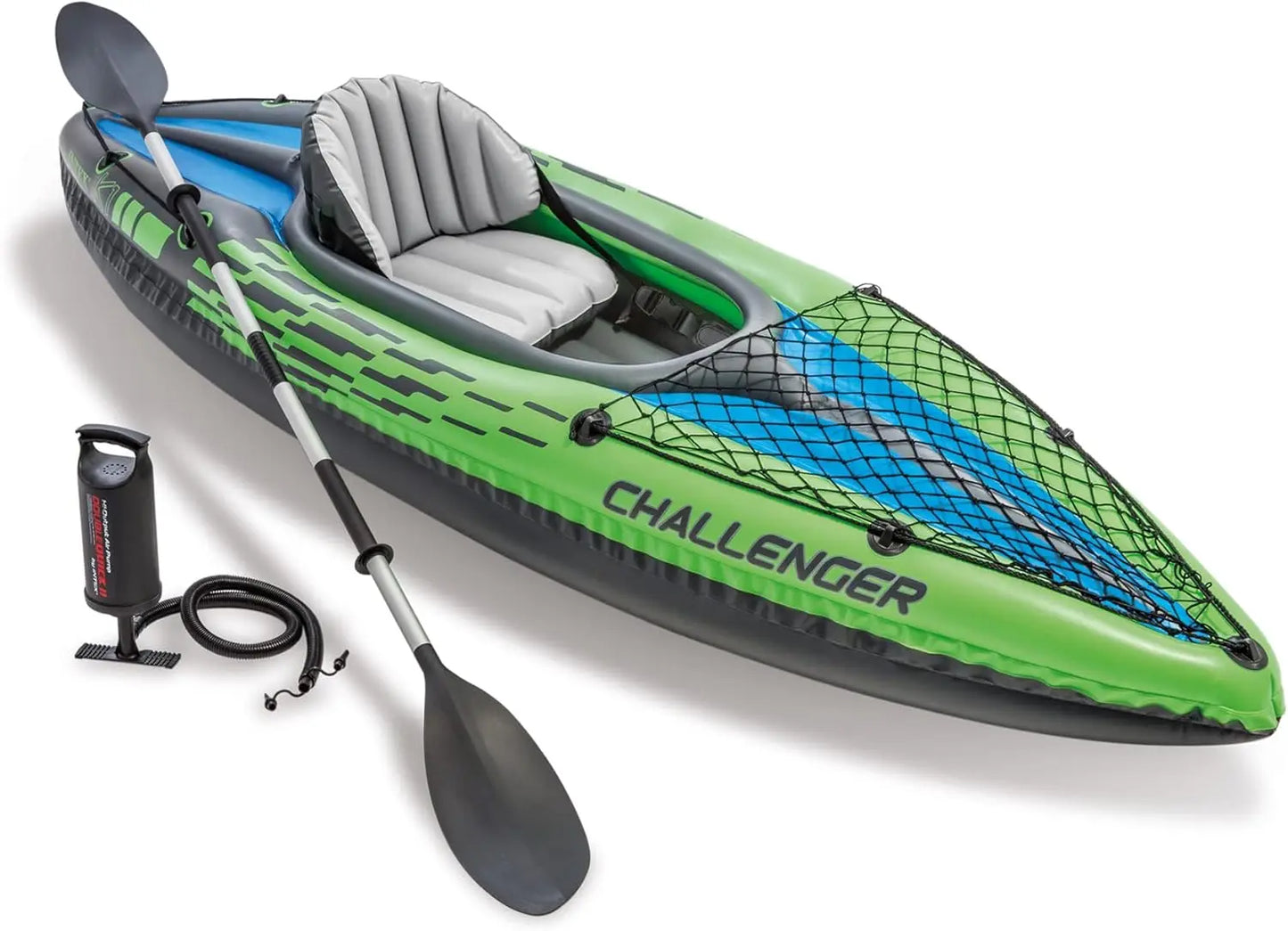 Intex Challenger Inflatable Kayak Series with Deluxe 86 Inch Paddles and High Output Pump Super Strong PVC