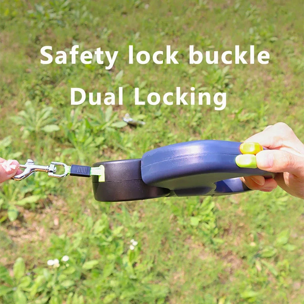 Retractable Dual Dog Leash with LED Light and 360 Swivel No Tangle Independent Braking System with 3M Reflective Leads