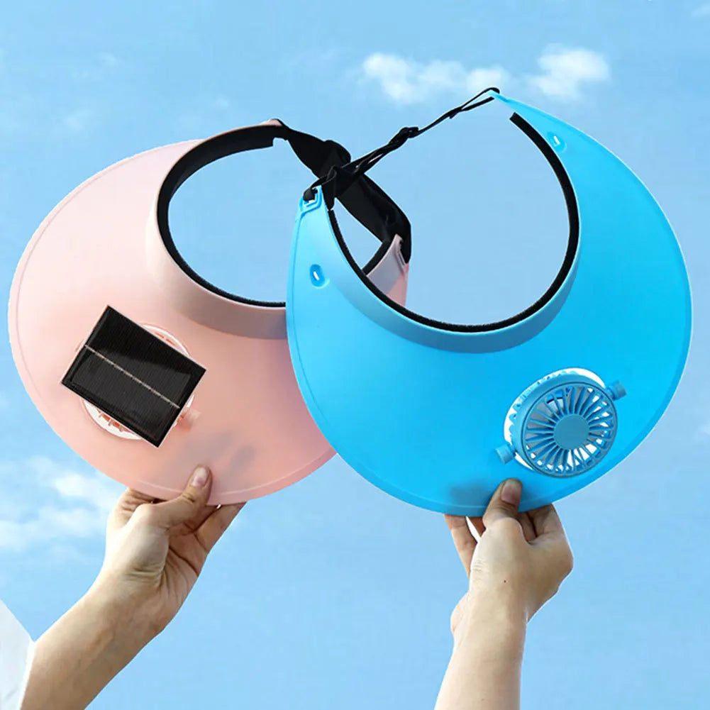 Sun Visor Hat With Fan Solar And USB Charging Sun Protection Hat Breathable Summer Cooling Fan Hat For Outdoor Camping Fishing