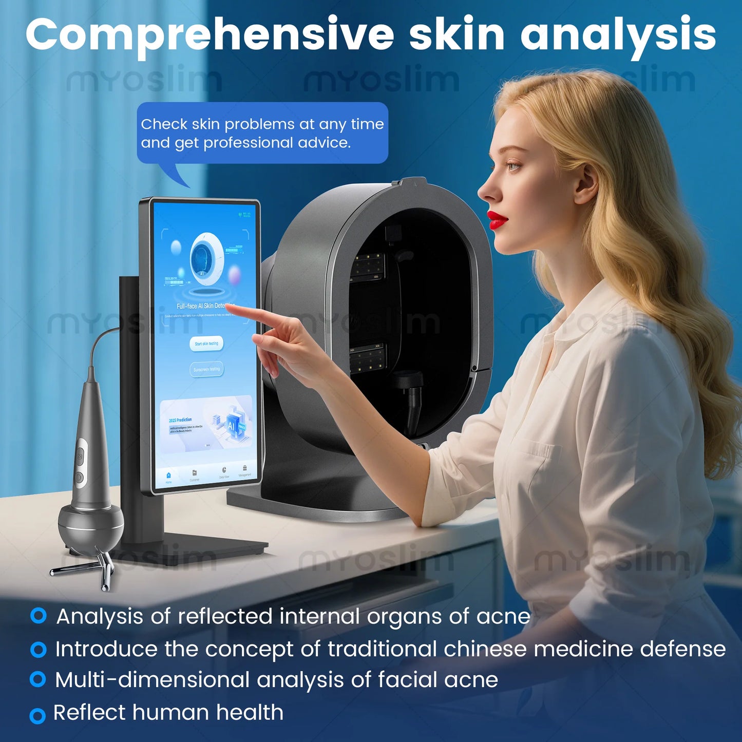 Mirror Skin Analysis 8 Spectra 3D Intelligent Mirror Wood Lamp Facial Scanner UV Skin Analyzer Machine Skin Analyzer