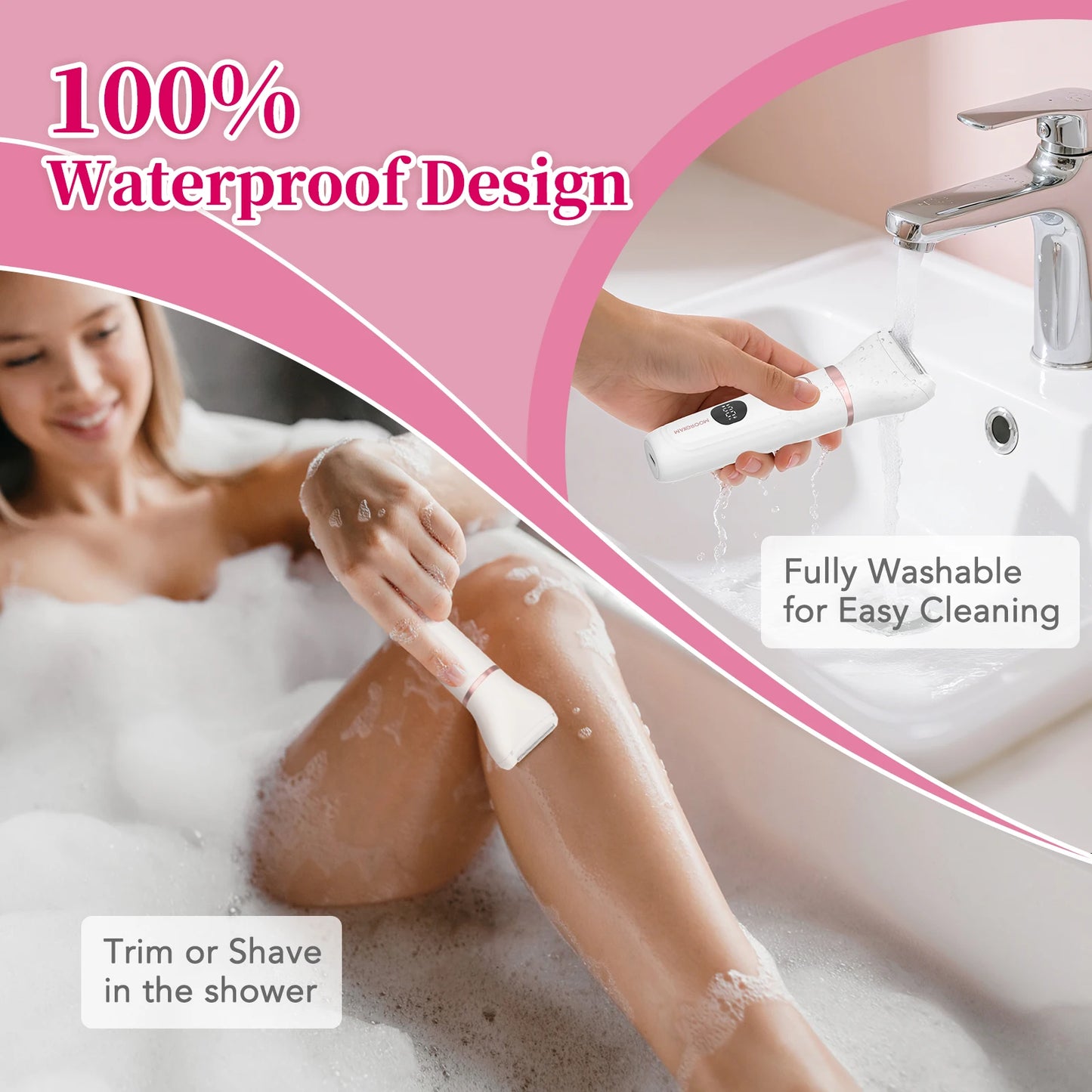MAXGROOM 3 in 1 Body Hair Trimmer Kit for Woman Bikini Hair Shaver Facial Trimmer Electric IPX6 Waterproof Pubic Hair Shaver