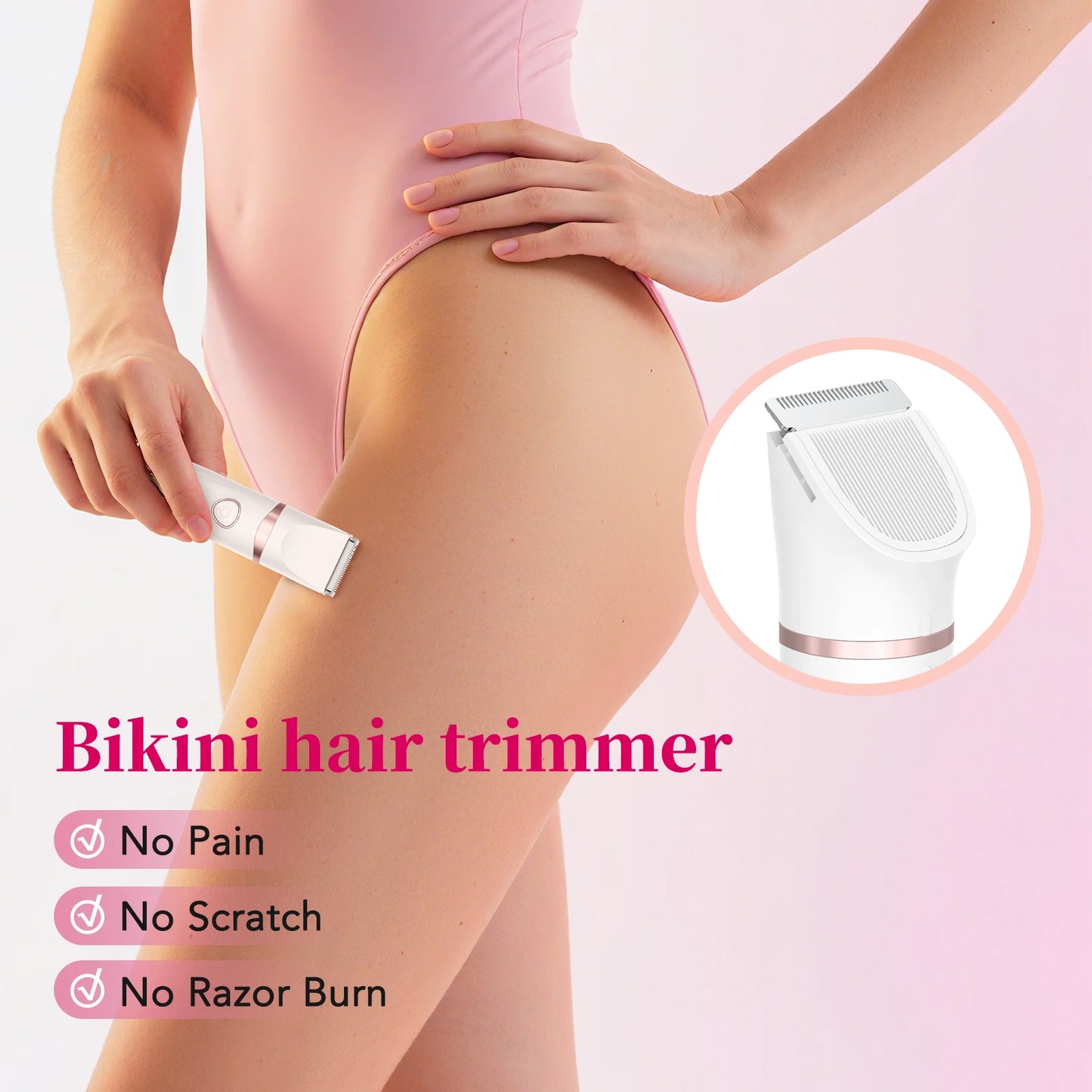 MAXGROOM 3 in 1 Body Hair Trimmer Kit for Woman Bikini Hair Shaver Facial Trimmer Electric IPX6 Waterproof Pubic Hair Shaver