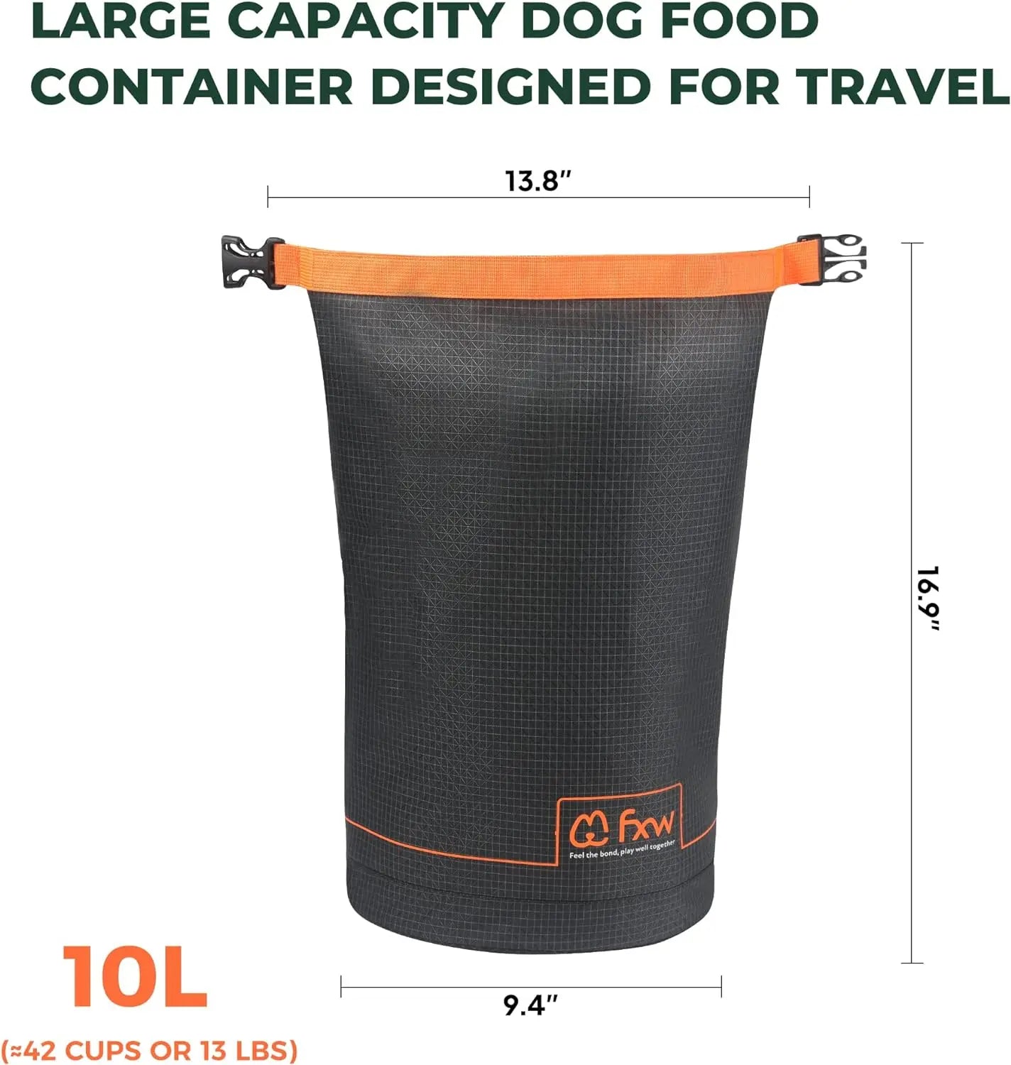 FXW Dog Food Travel Bag,Large Capacity for Travel Kibble Storage Perfect for RV Road Trips, Camping, Longterm Dog Boarding Gear