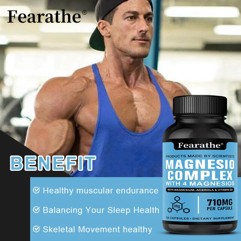 Magnesium Citrate, Magnesium Supplement for Men and Women, Improves Sleep, Relieves Stress and Anxiety, 120 Capsules