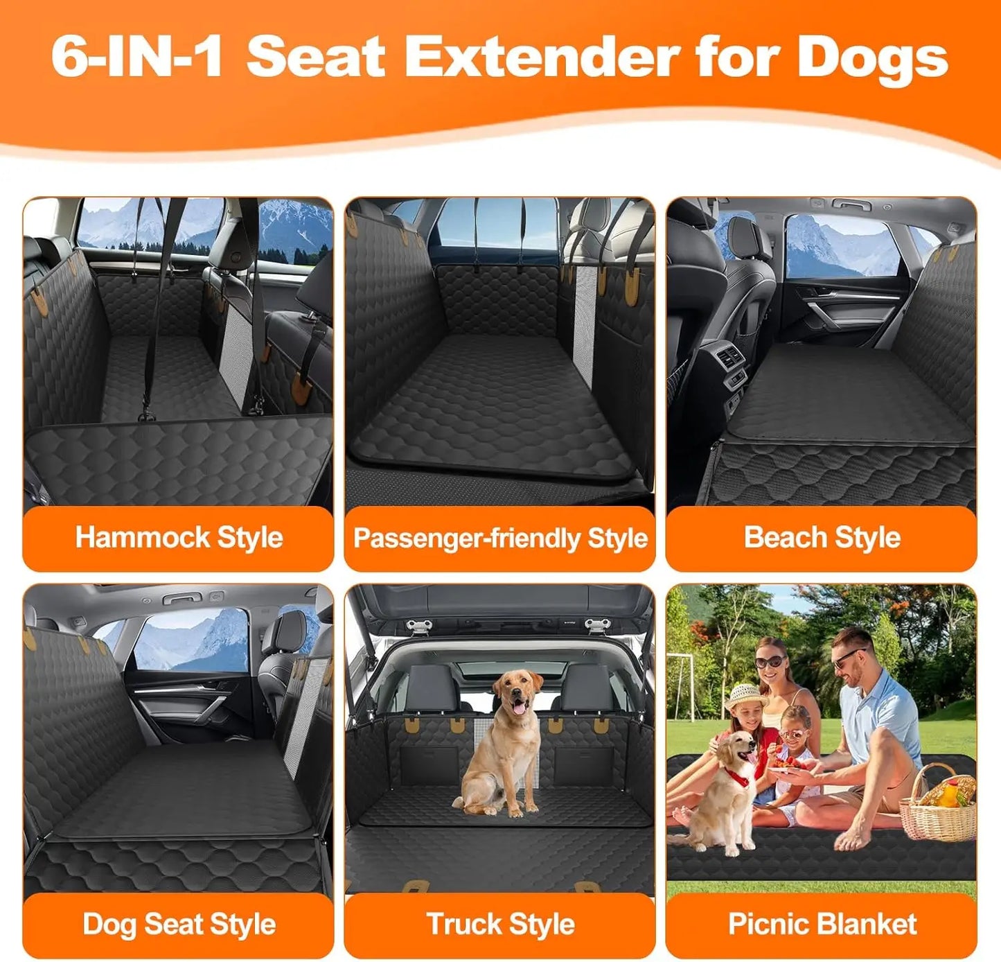 Waterproof Pet Travel Accessories Foldable Dog Car Seat Safety Hammock Trunk Mat Rear Seat Protector