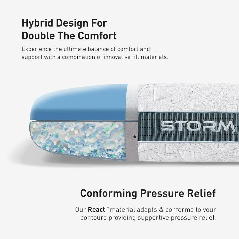 Bedgear Storm Performance Pillow – 2.0 - Cooling Bed Pillow for Hot Sleepers - Medium Firmness Pillow for All Sleep Positions, W