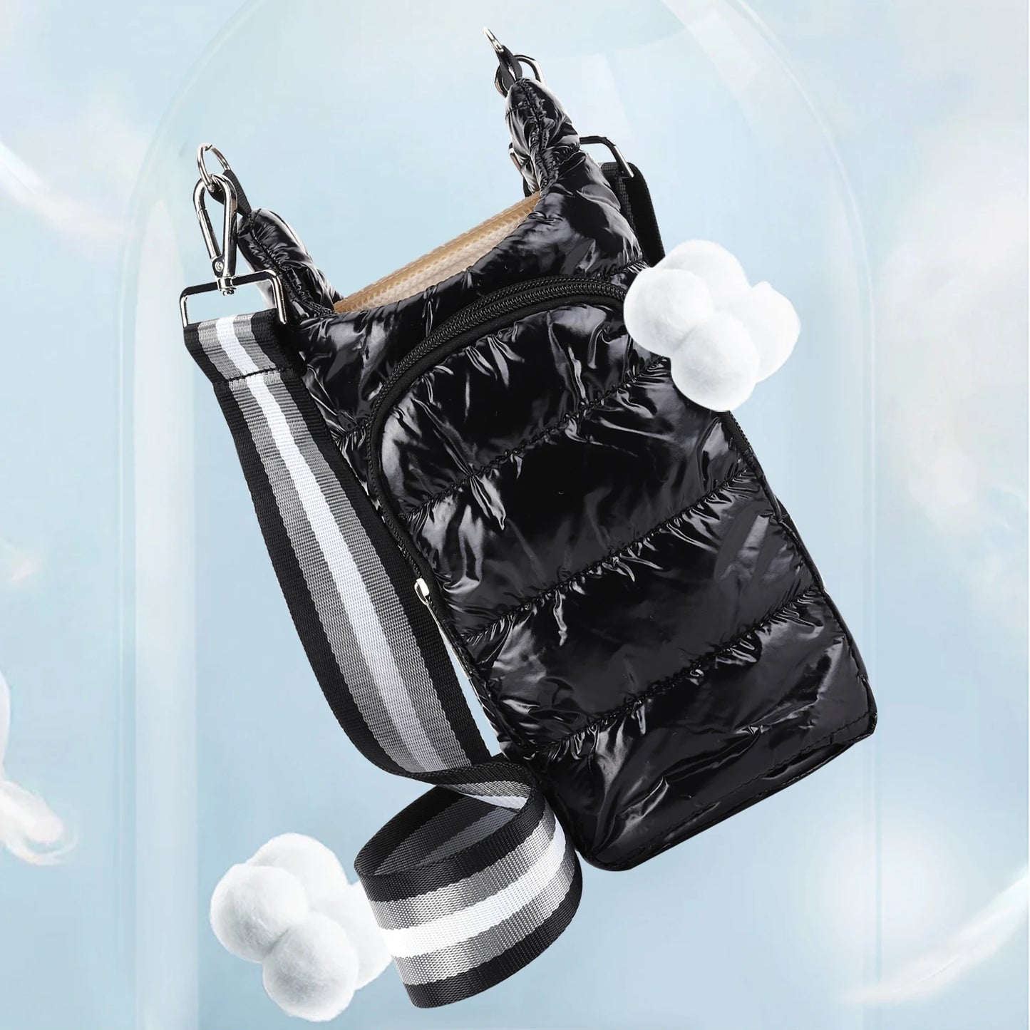 Water Bottle Holder Adjustable Wide Strap Water Bottle Puffer Tote Portable Water Bottle Pouch Soft for Outdoor Travel