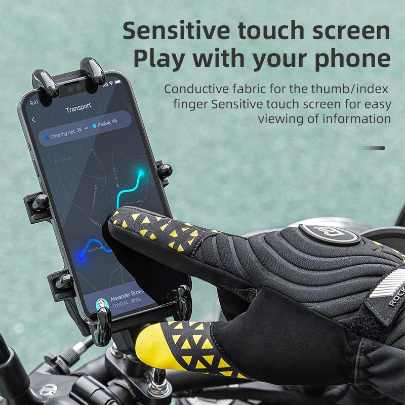 ROCKBROS Winter Warm Bike Gloves Touch Screen Windproof Thermal Motor Bicycle Gloves Men Women SBR Pad Shockproof Cycling Gloves