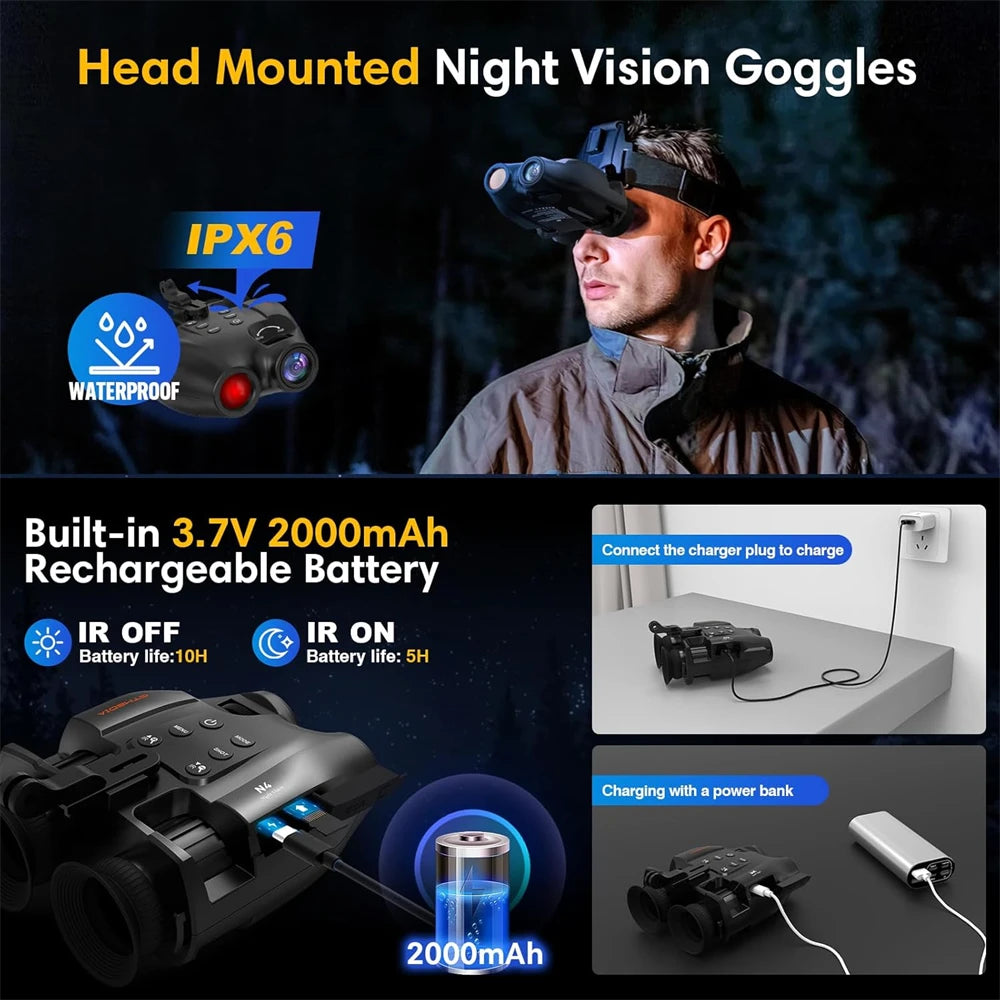 GTMEDIA N4 Night Vision Binoculars 1080P Full HD Infrared Goggle Scope Camera 5X Digital Zoom Outdoor Hunting
