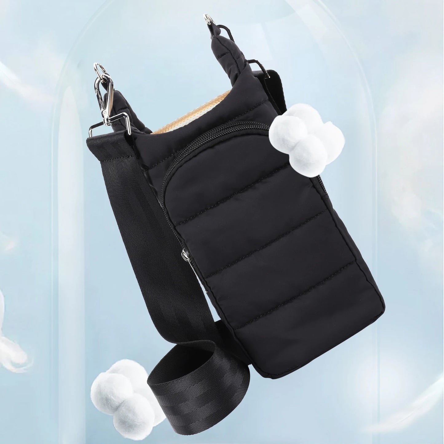 Water Bottle Holder Adjustable Wide Strap Water Bottle Puffer Tote Portable Water Bottle Pouch Soft for Outdoor Travel