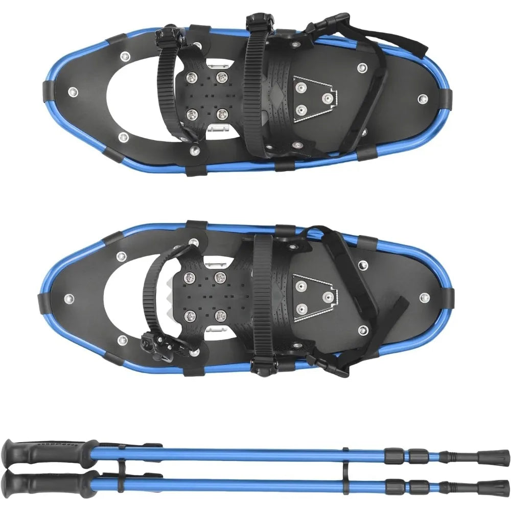 21INCH Snowshoes with Adjuatable Trekking Poles Bundle Carry Bag Light Weight Aluminum Walking Hiking Poles Durable All Terrain