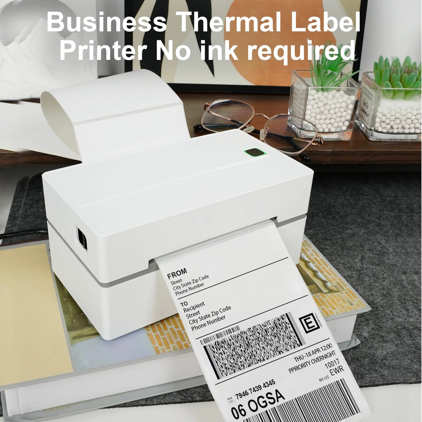 Thermal Label Printer Portable No Ink Required 300DPI 4x6 for Small Business WiFi Bluetooth USB High Speed Express Airway Bill