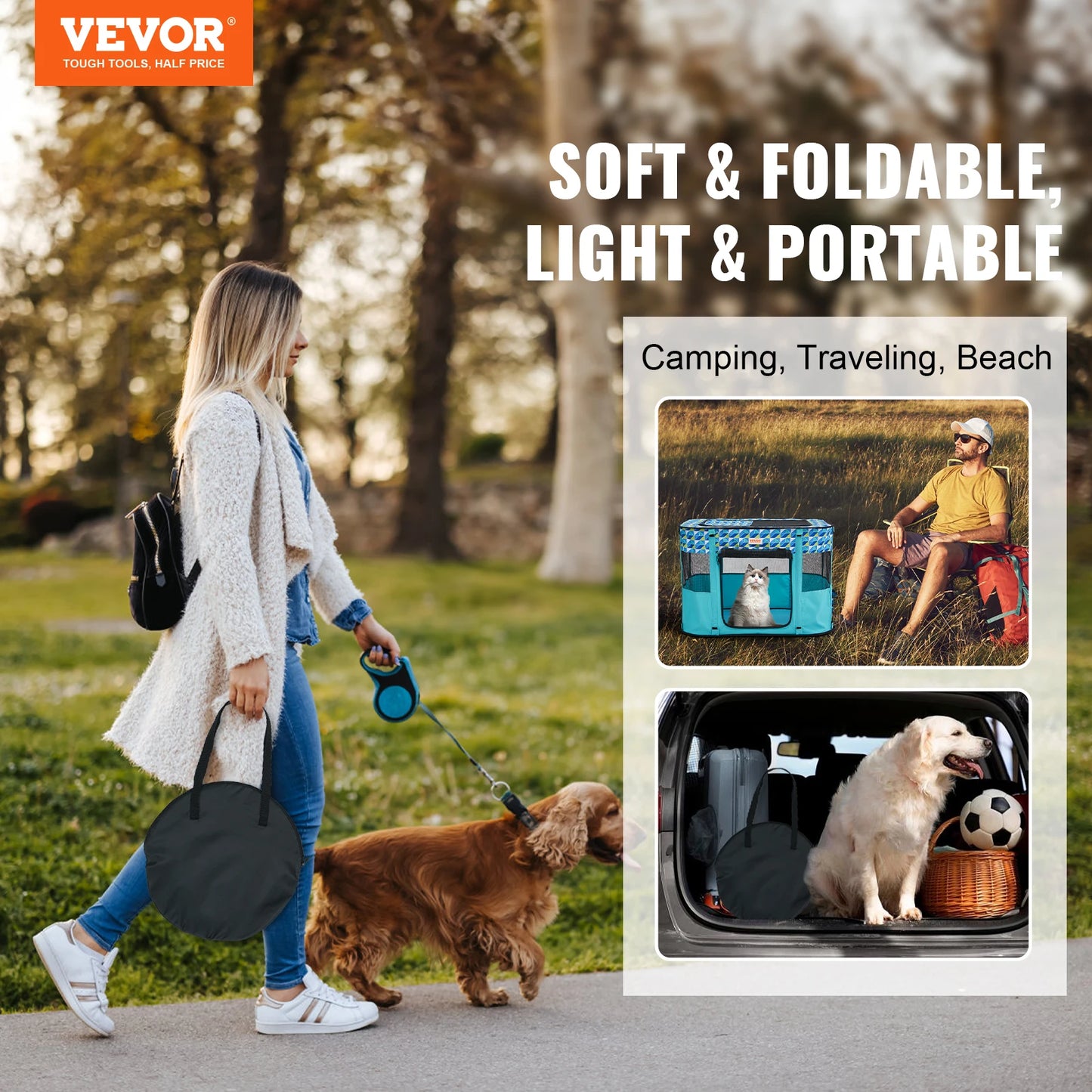 VEVOR Portable Foldable Pet Playpen Tent Crate Kennel Waterproof Puppy Shelter for Dogs and Cats Indoor Outdoor Travel Camping