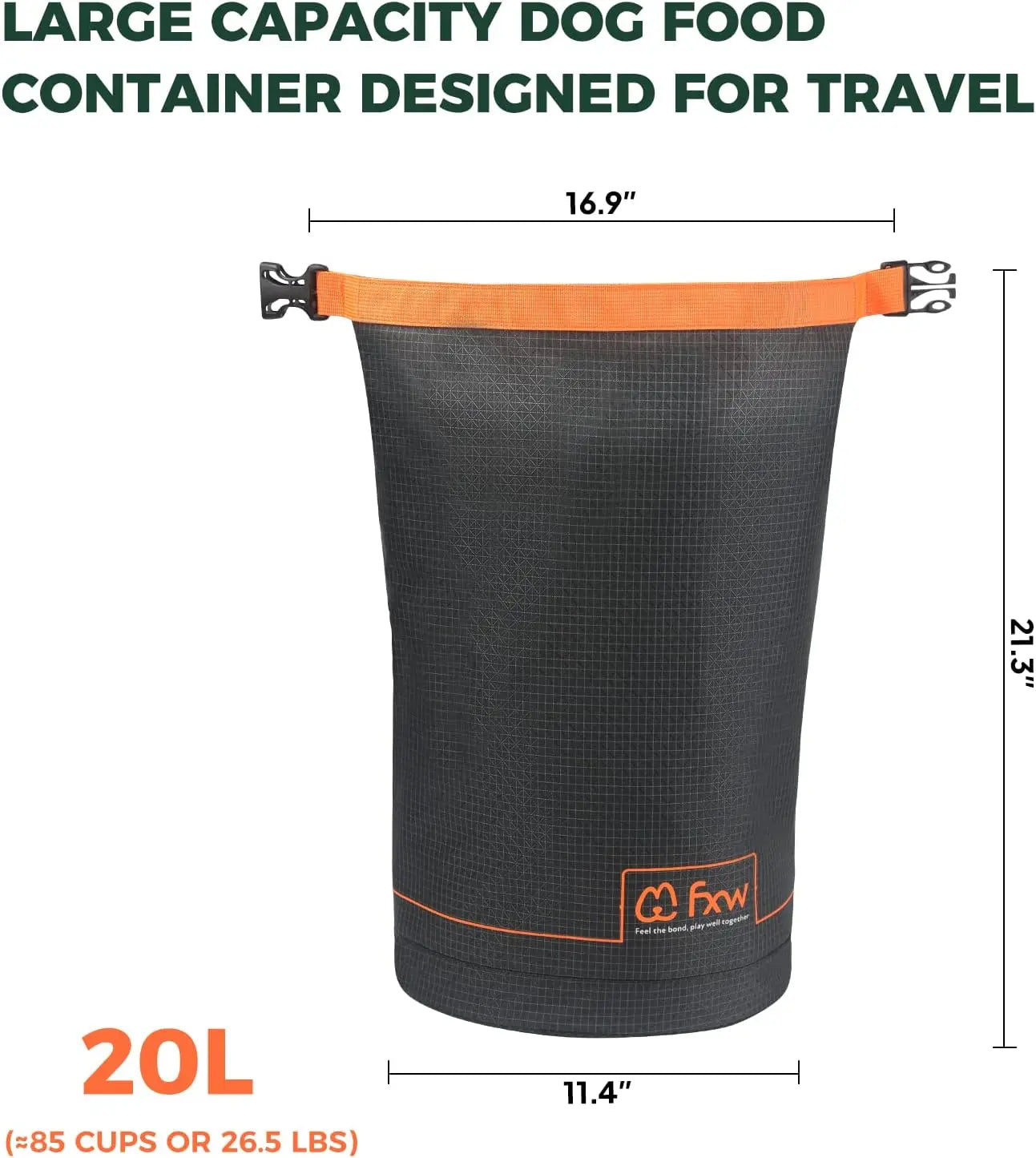 FXW Dog Food Travel Bag,Large Capacity for Travel Kibble Storage Perfect for RV Road Trips, Camping, Longterm Dog Boarding Gear