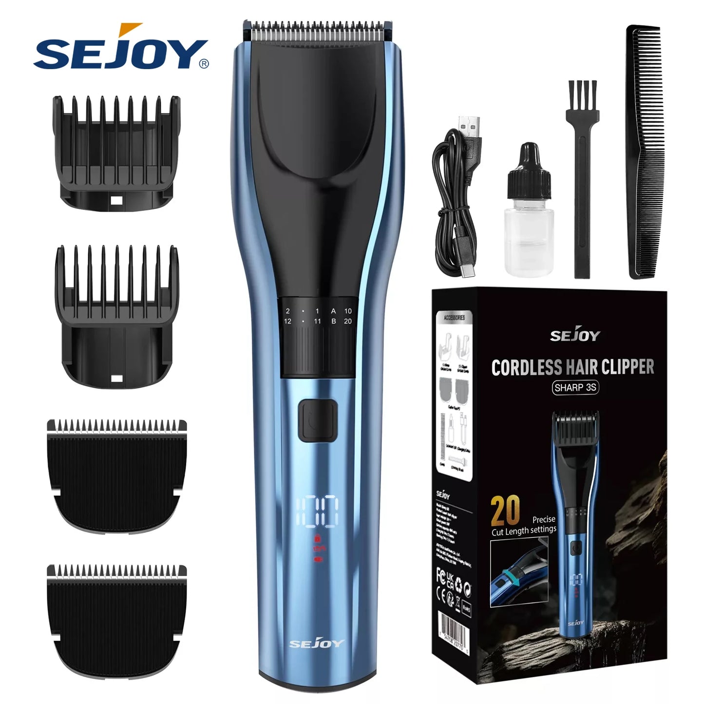 SEJOY Cordless Professional Hair Clippers Shaving Machine Men Trimmer Kit Men Cutting Machine Barber Electric shaver