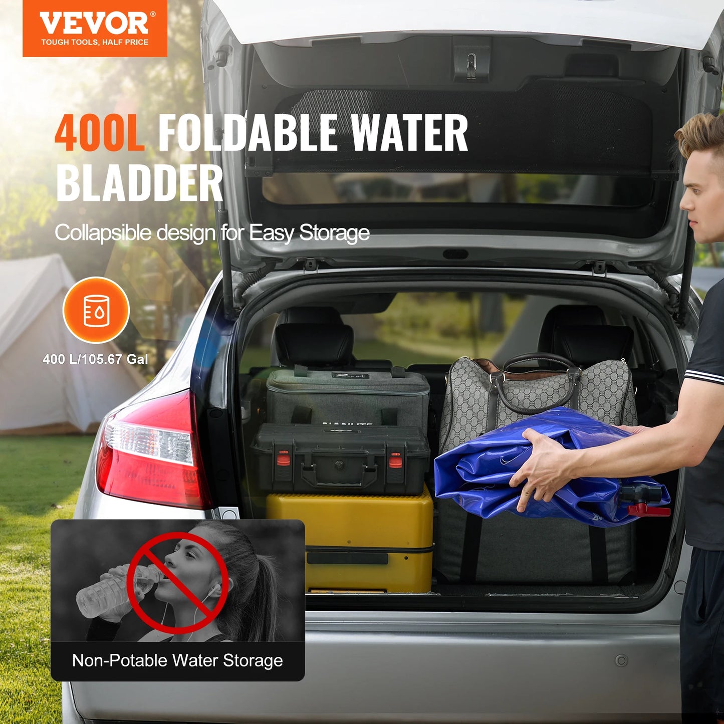 SucceBuy Water Storage Bladder PVC Collapsible Water Storage Containers Large Capacity Soft Water Bag Fire Prevention Camping