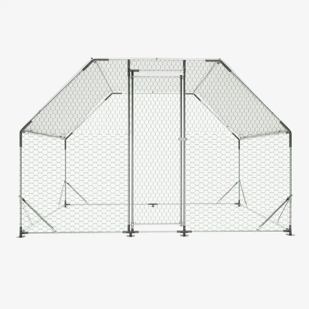 Large Metal Chicken Coop for 5-10 Chickens, Rabbits, Ducks, 6.46×9.94×6.36 ft Outdoor Pen Walk-in Poultry Cage with Water-Reside