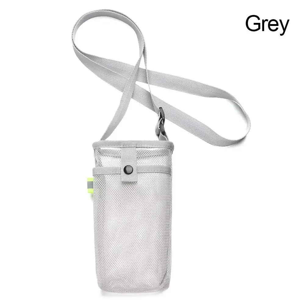 Portable Sport Water Bottle Cover With Strap Cup Sleeve Mesh Cup Pouch Mobile Phone Bag Visible Bag Outdoor Camping Accessories