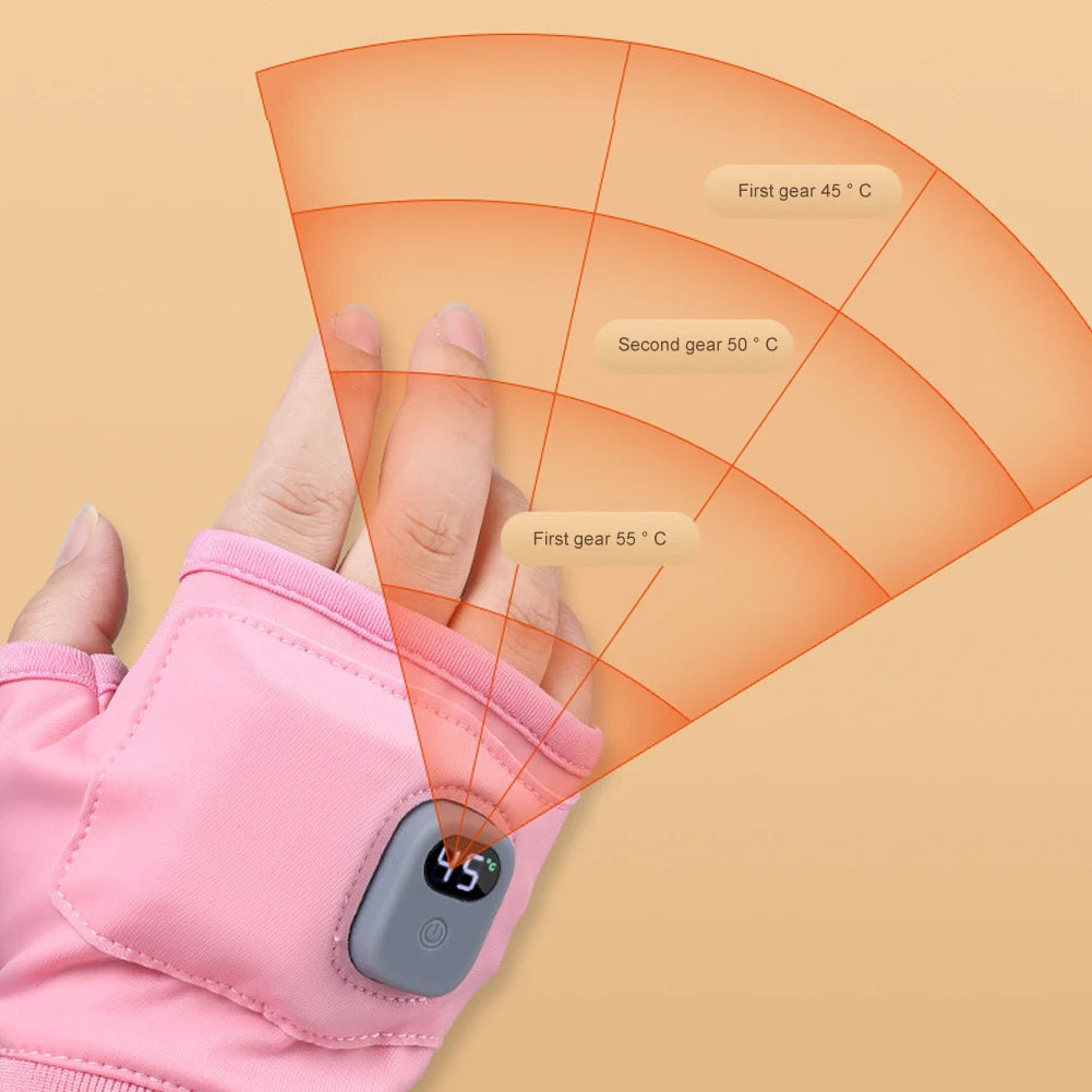Touchscreen Heating Gloves Rechargeable Winter Warm USB Electric Heated Gloves Fingerless Hand Warmer Thermal for Skiing Gloves