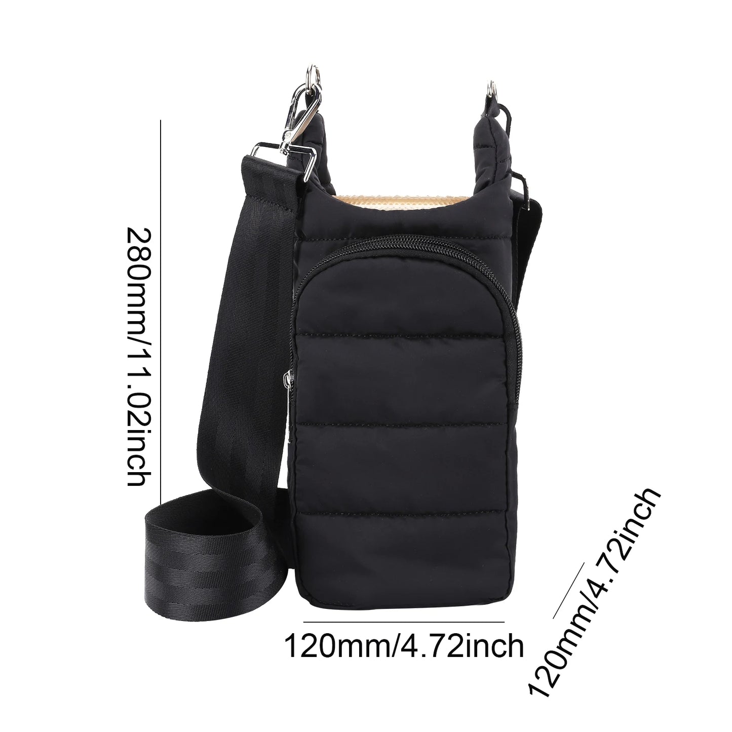 Water Bottle Holder Adjustable Wide Strap Water Bottle Puffer Tote Portable Water Bottle Pouch Soft for Outdoor Travel