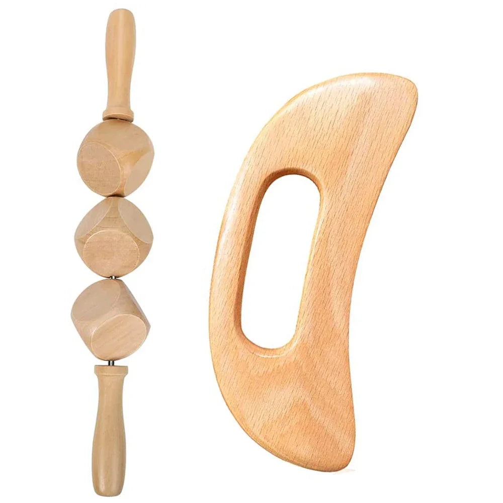2/4/6/8PCS Wooden Therapy Massage Sets Pain Relief Maderoterapia CorporalAnti Cellulite Body Slimmling Gua Sha Back Massager