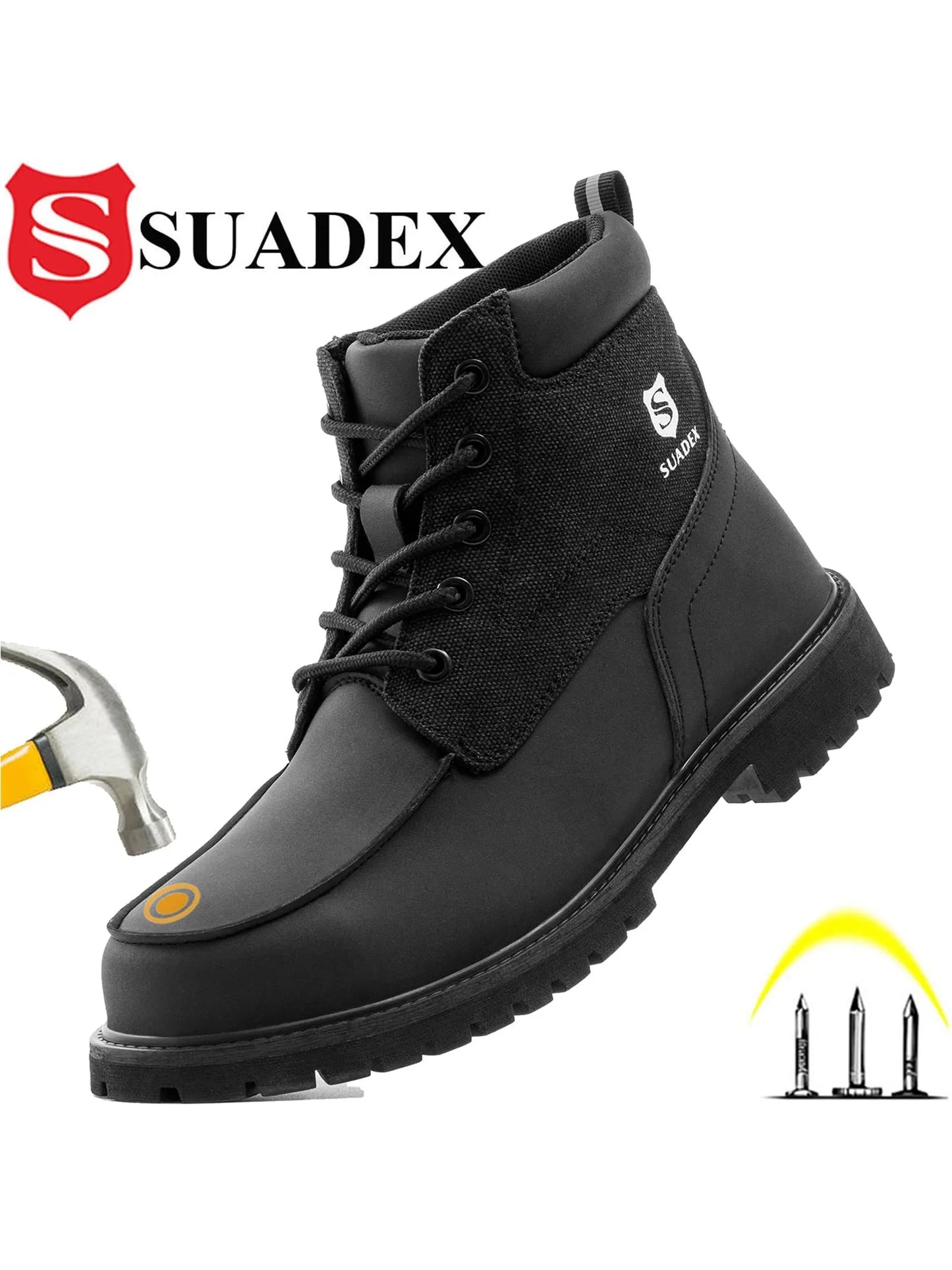 SUADEX Steel Toe Boots for Men and Women Waterproof Indestructible Work Safety Boots Outdoor Protection Construction Shoes
