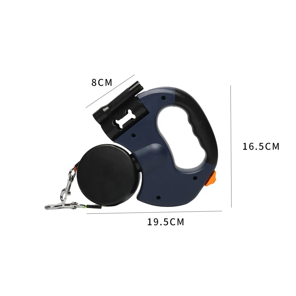 Retractable Dual Dog Leash with LED Light and 360 Swivel No Tangle Independent Braking System with 3M Reflective Leads