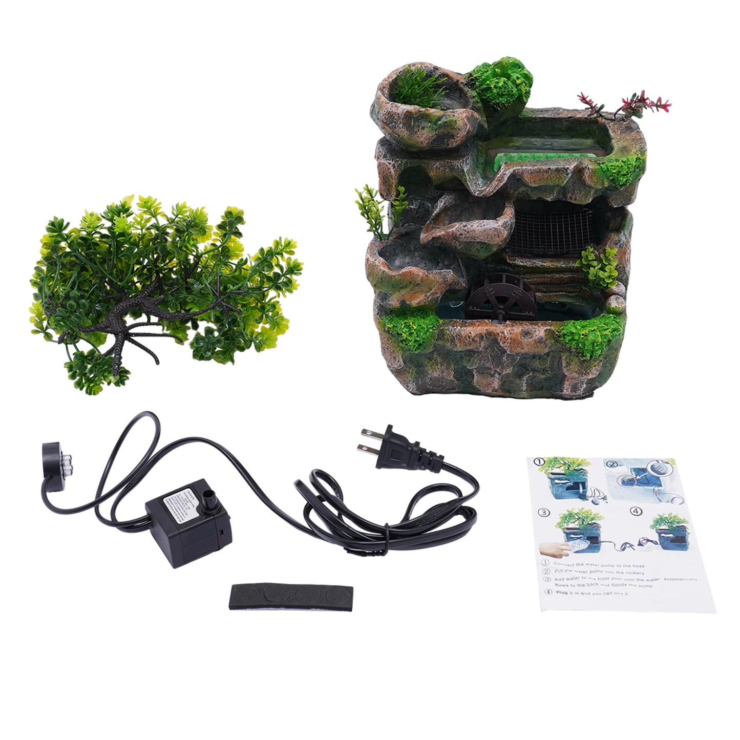 Tabletop Fountain Rockery, Small Waterfall Water Fountains Indoor with Water Pump Atomizer for Home Office Bedroom Desk Decor