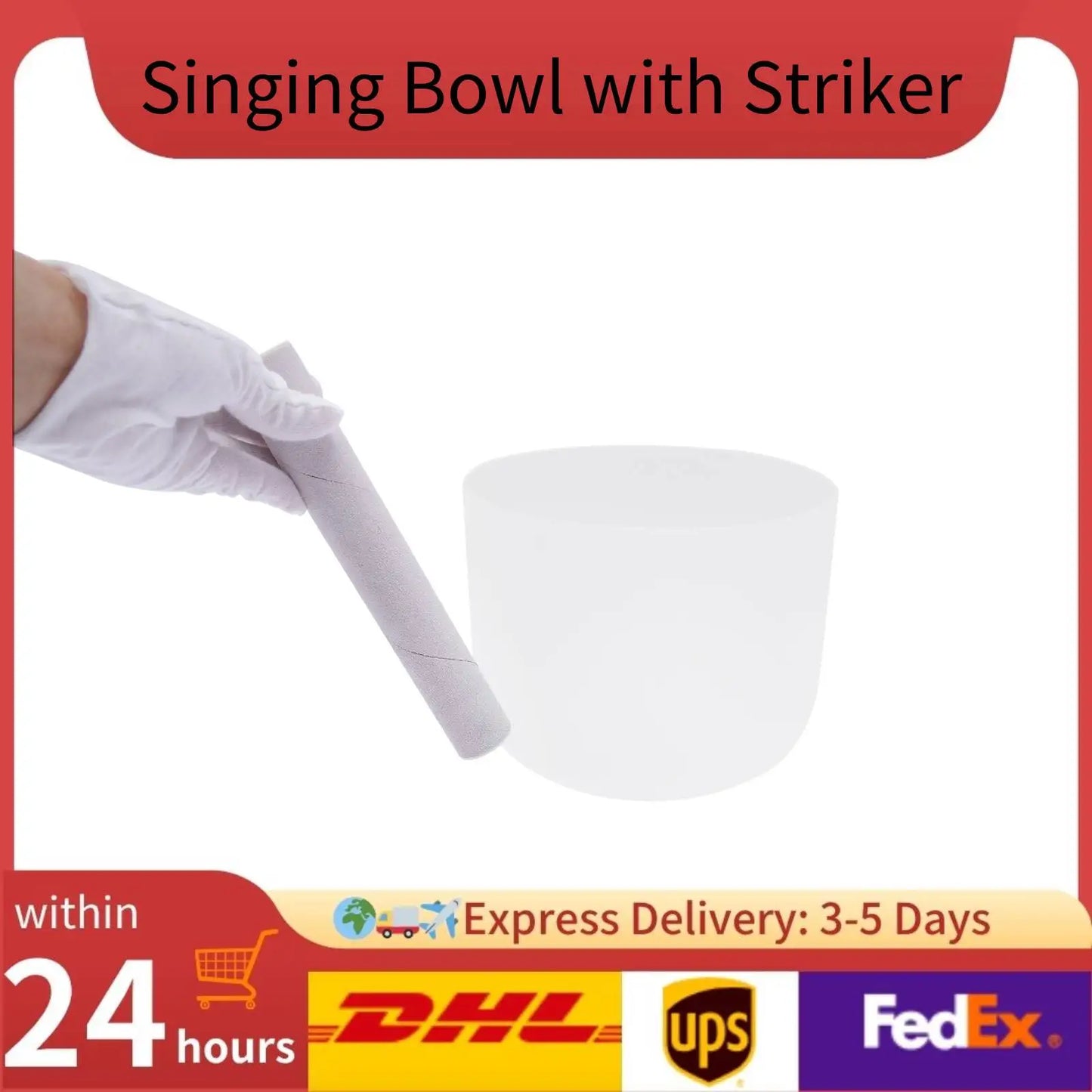 8 inch Singing Bowl with Striker Rubber Ring Music Bowl Sound Healing for Home Yoga Studio Healing Room White