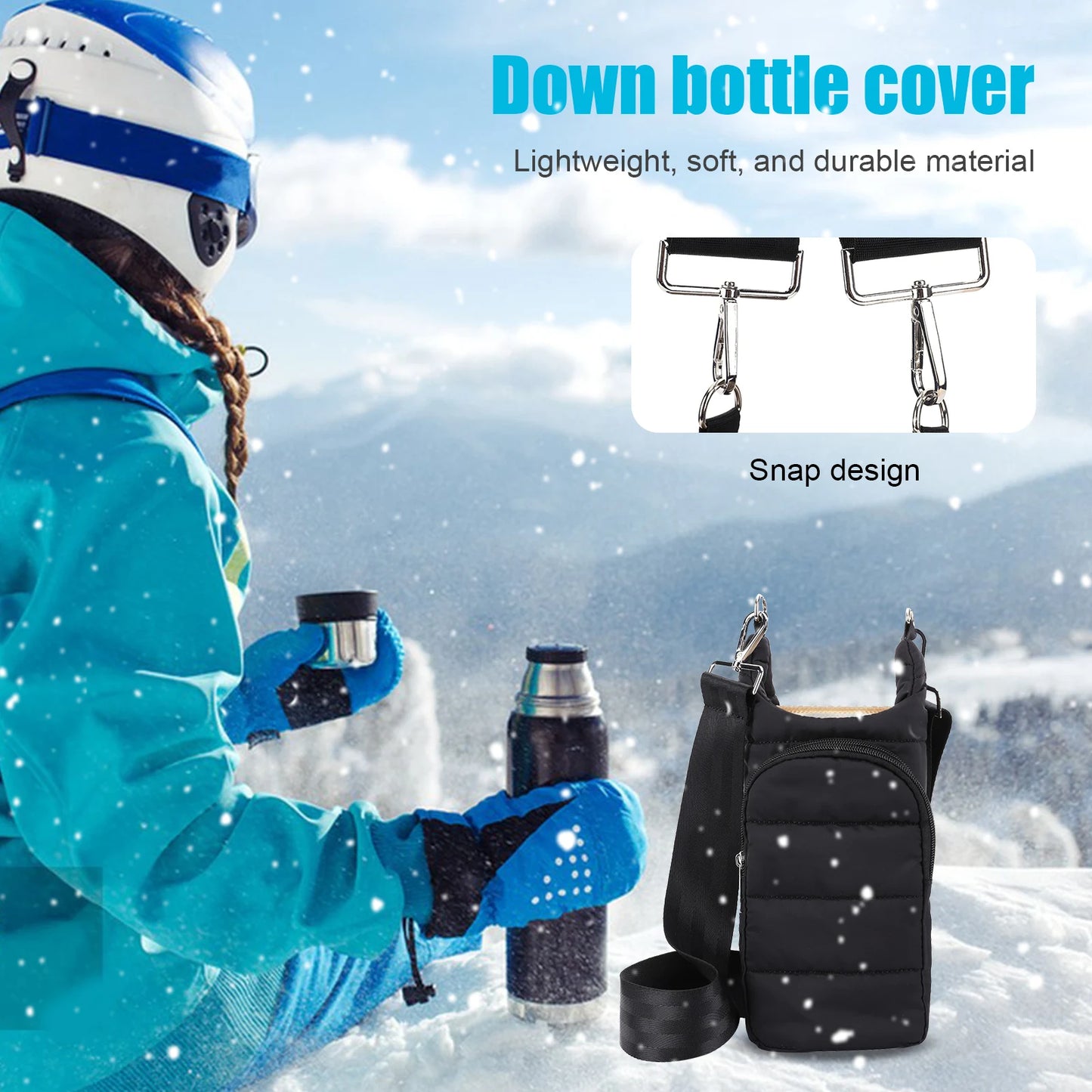 Water Bottle Holder Adjustable Wide Strap Water Bottle Puffer Tote Portable Water Bottle Pouch Soft for Outdoor Travel