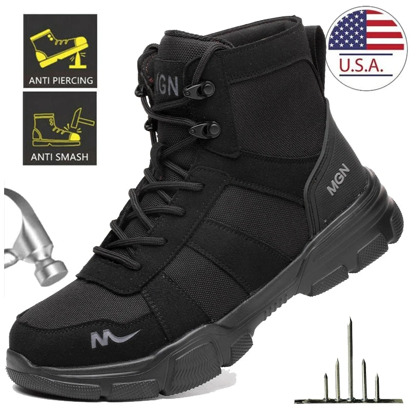 Light Breathable Safety Shoes for Men with Steel Toe Cap Anti Smash Work Shoes Indestructible and Anti Puncture Design