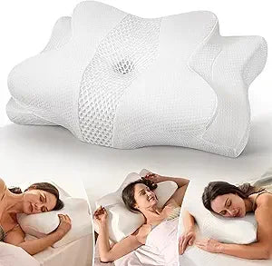 True Cooling Cervical Neck Pillow for Pain Relief, Ergonomic Side Sleeper Pillow for Neck Support, Odorless Orthopedic Contour