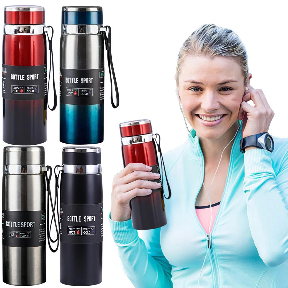1000ml Thermal Water Bottle Large Capacity Vacuum Double Insulation Cup Stainless Steel Outdoor Vacuum Flask for Hot Cold Drinks