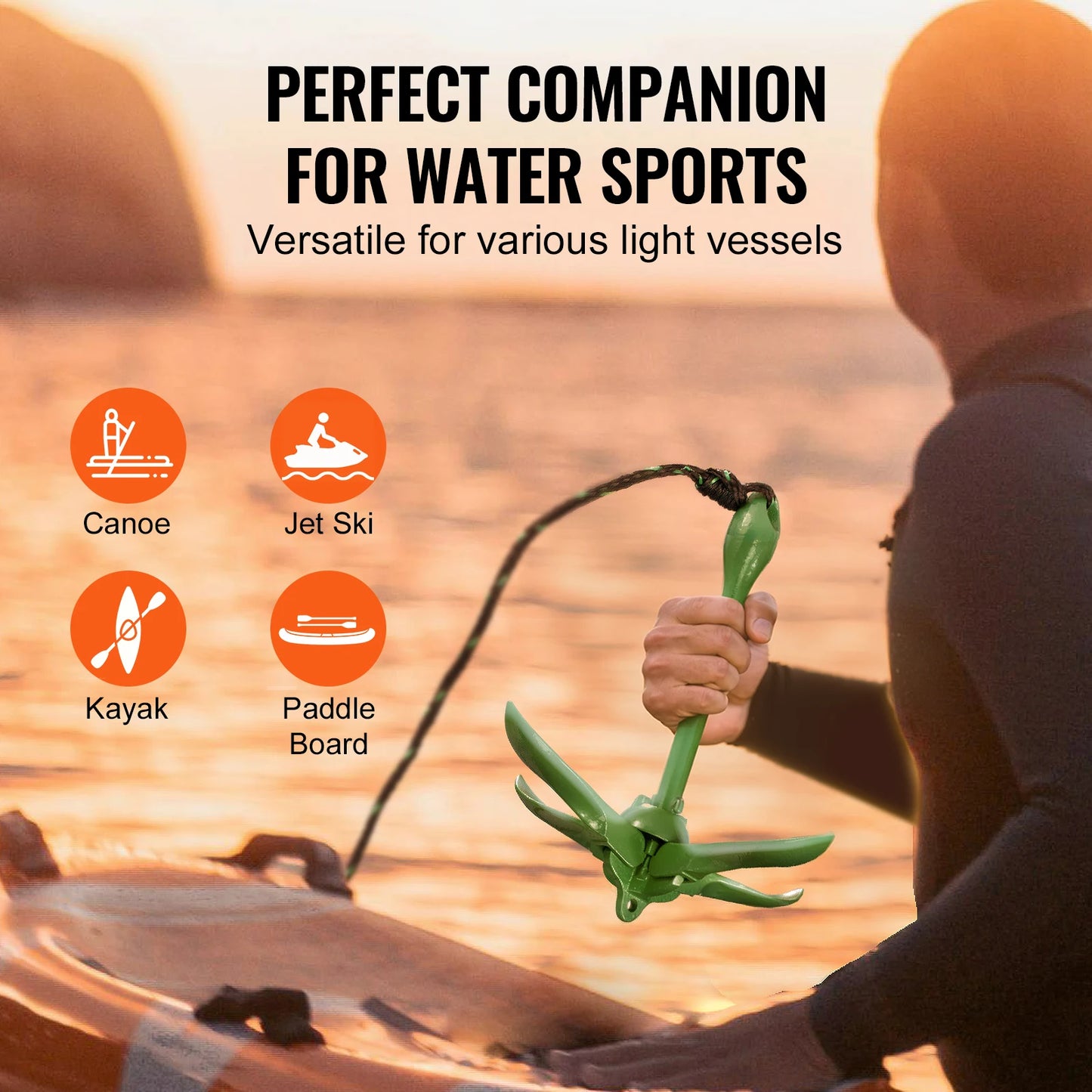 SucceBuy Kayak Anchor Kit 3.5 lb Paddle Board Anchor with 26.2 ft Rope Buoy and Storage Bag