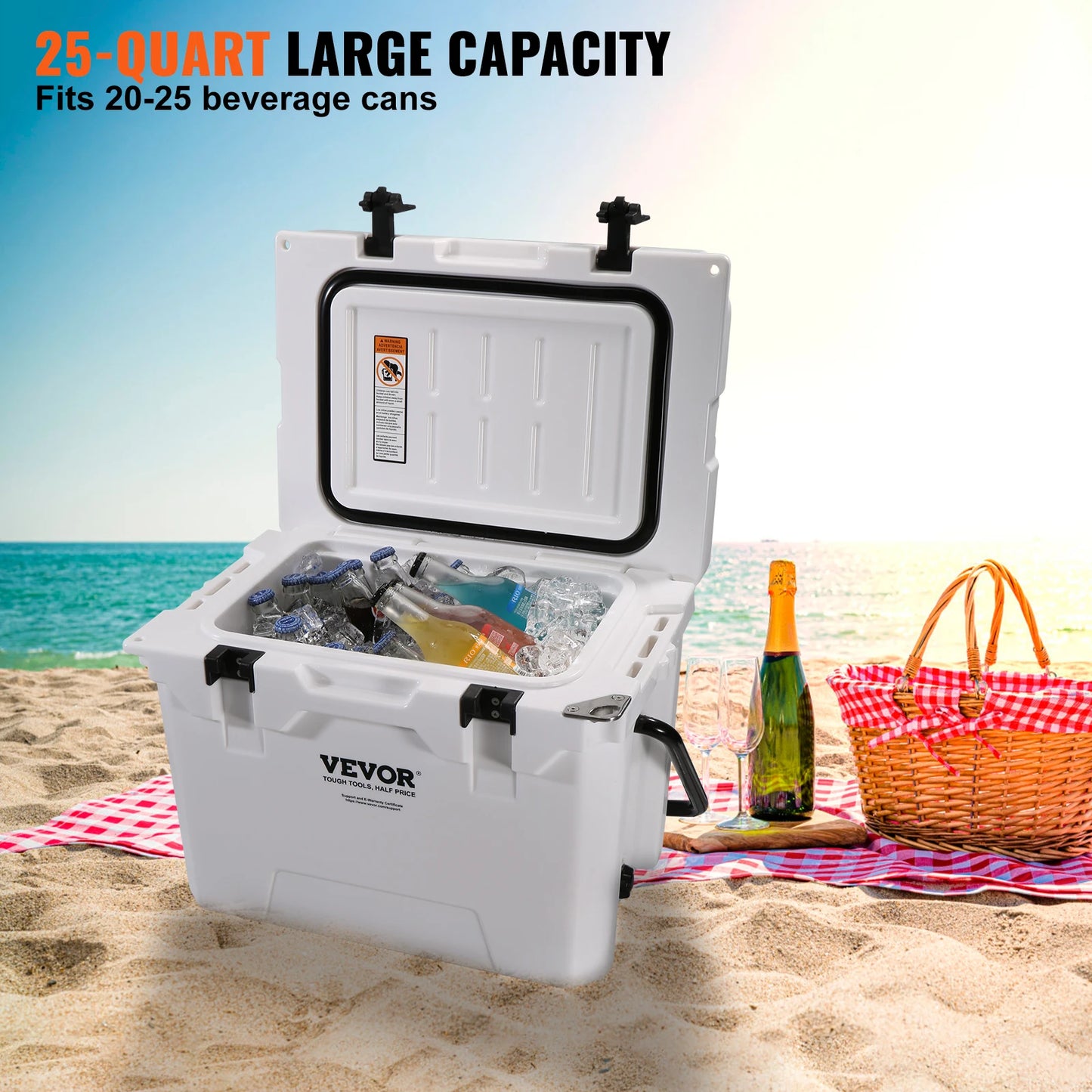 SucceBuy 25QT 33QT 45QT 52QT Hard Cooler Insulated Portable Large Capacity Ice Chest Cooling Box for Family Outdoor Camping Activities