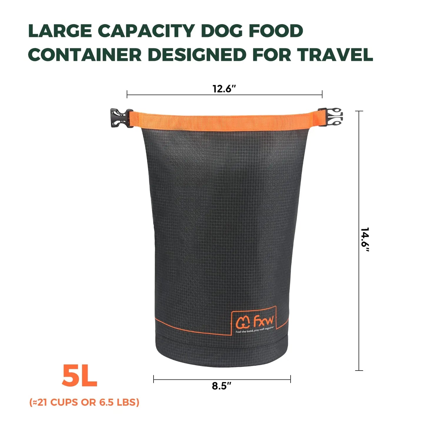 FXW Dog Food Travel Bag,Large Capacity for Travel Kibble Storage Perfect for RV Road Trips, Camping, Longterm Dog Boarding Gear